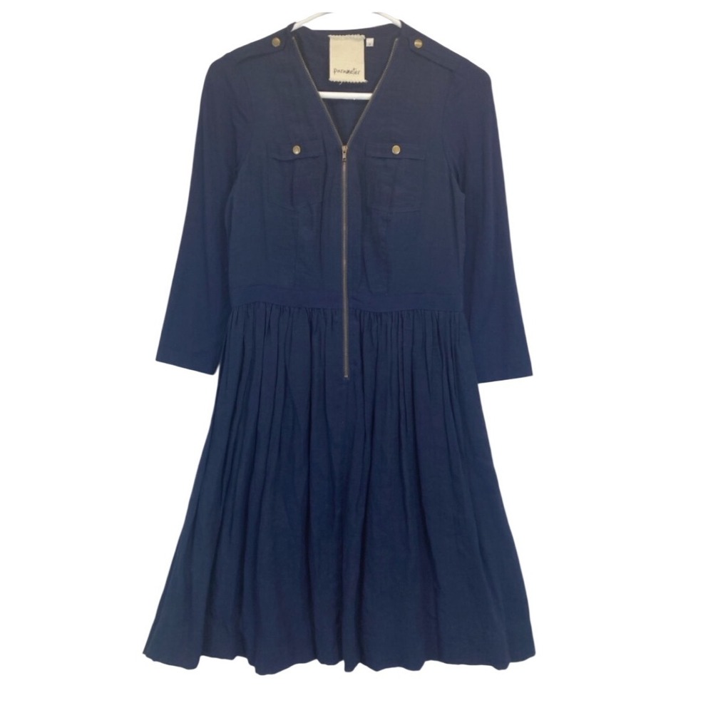 Parameter Anthropologie Utility Dress Women 6 Navy‎ Career Minimalist Classic